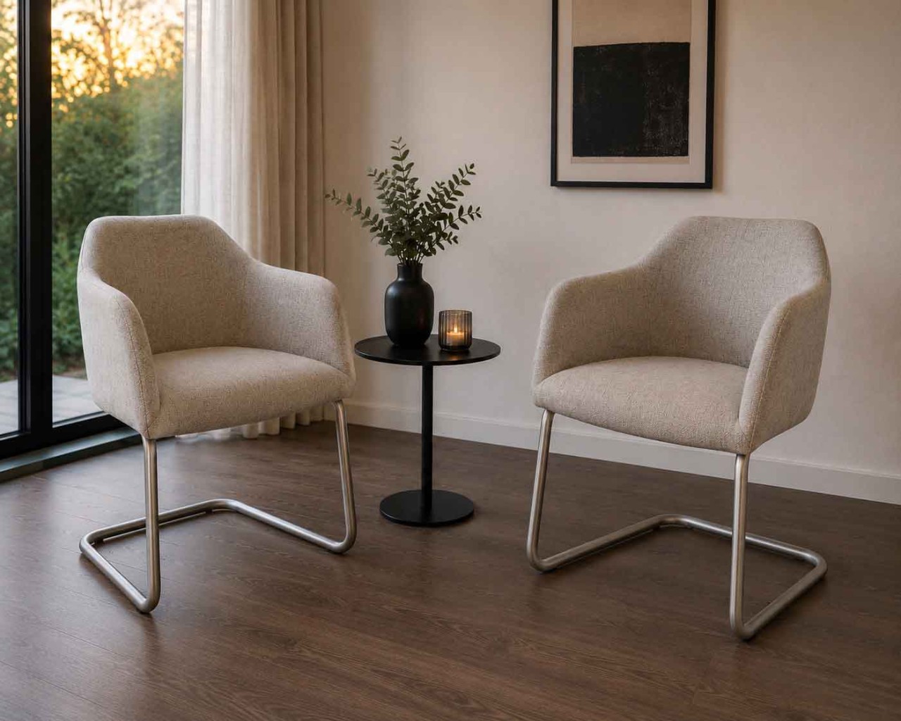 2er Set Schwingsessel beige
