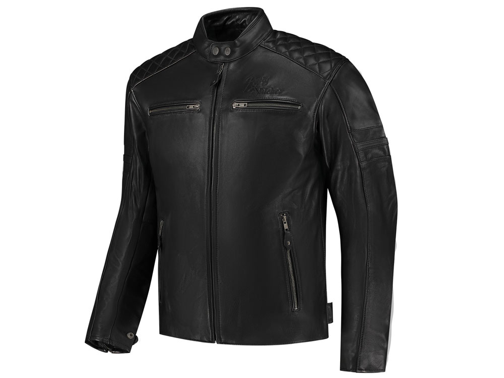Rusty Stitches Jari V2 Motorrad Lederjacke (Schwarz)