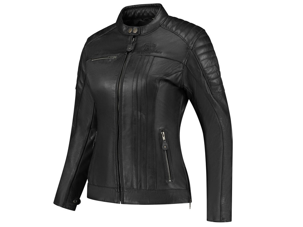 Rusty Stitches Alice Motorrad Lederjacke Damen (Schwarz)