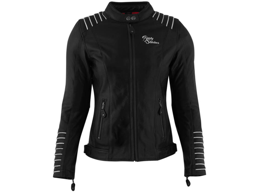 Rusty Stitches Amanda Lederjacke Damen (schwarz/weiß)