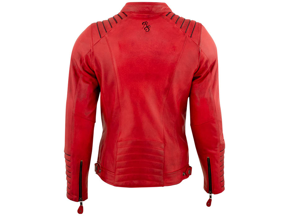 Rusty Stitches Amanda Lederjacke Damen (rot/schwarz)