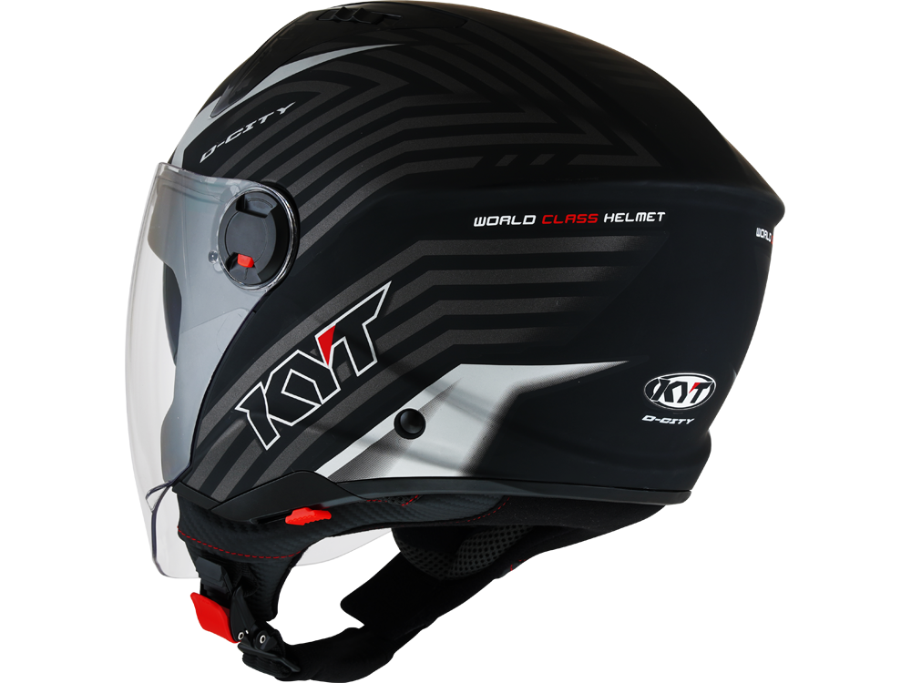 KYT D-City Lucent E06 Motorradhelm (Schwarzmatt/SIlber)