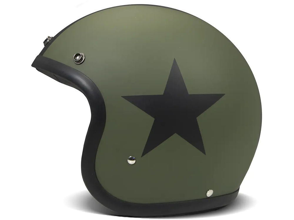DMD Retro Star Green Motorradhelm (Grünmatt)