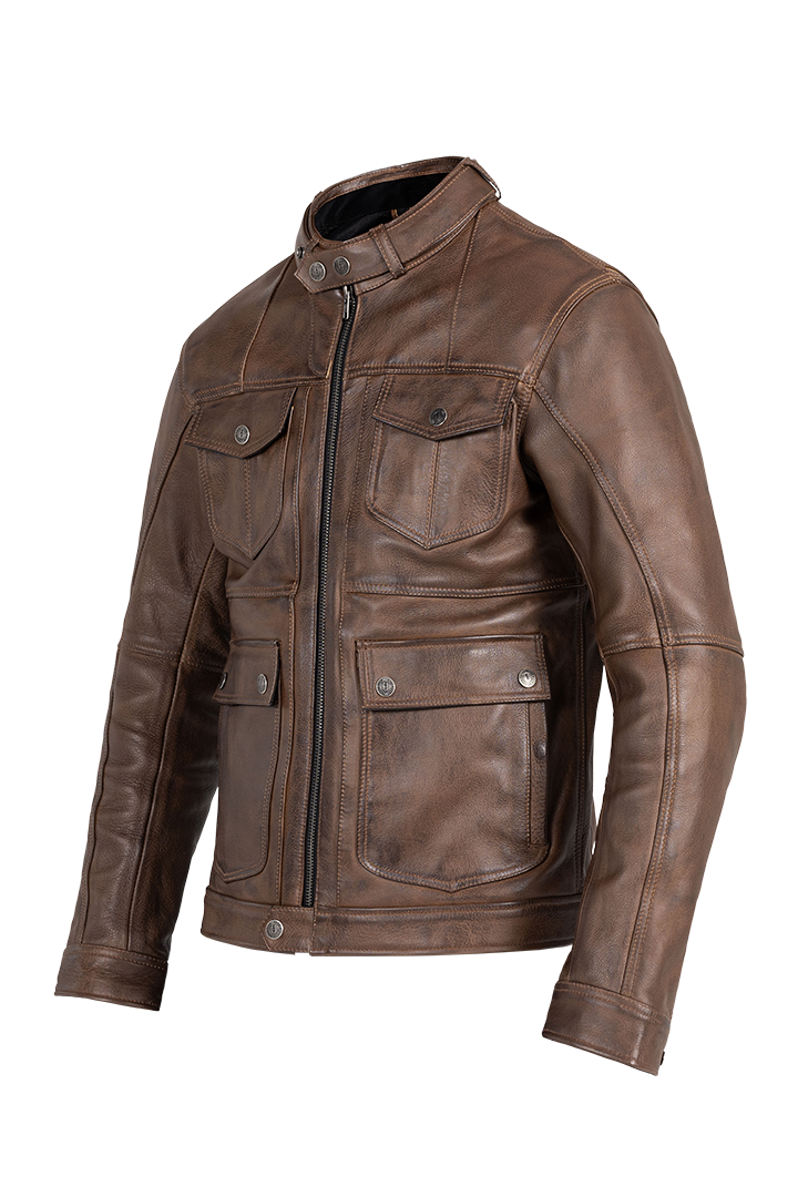 John Doe Drifter Motorrad Lederjacke (Braun)