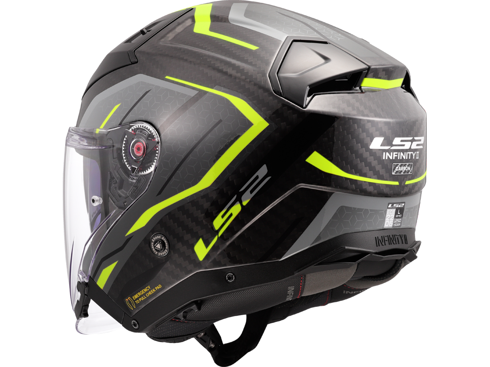 LS2 OF603 Infinity II Carbon Urus Motorradhelm (Schwarz/Gelb/Carbon)