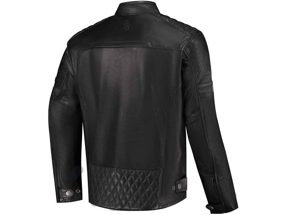 Rusty Stitches Jari V2 Motorrad Lederjacke (Schwarz)