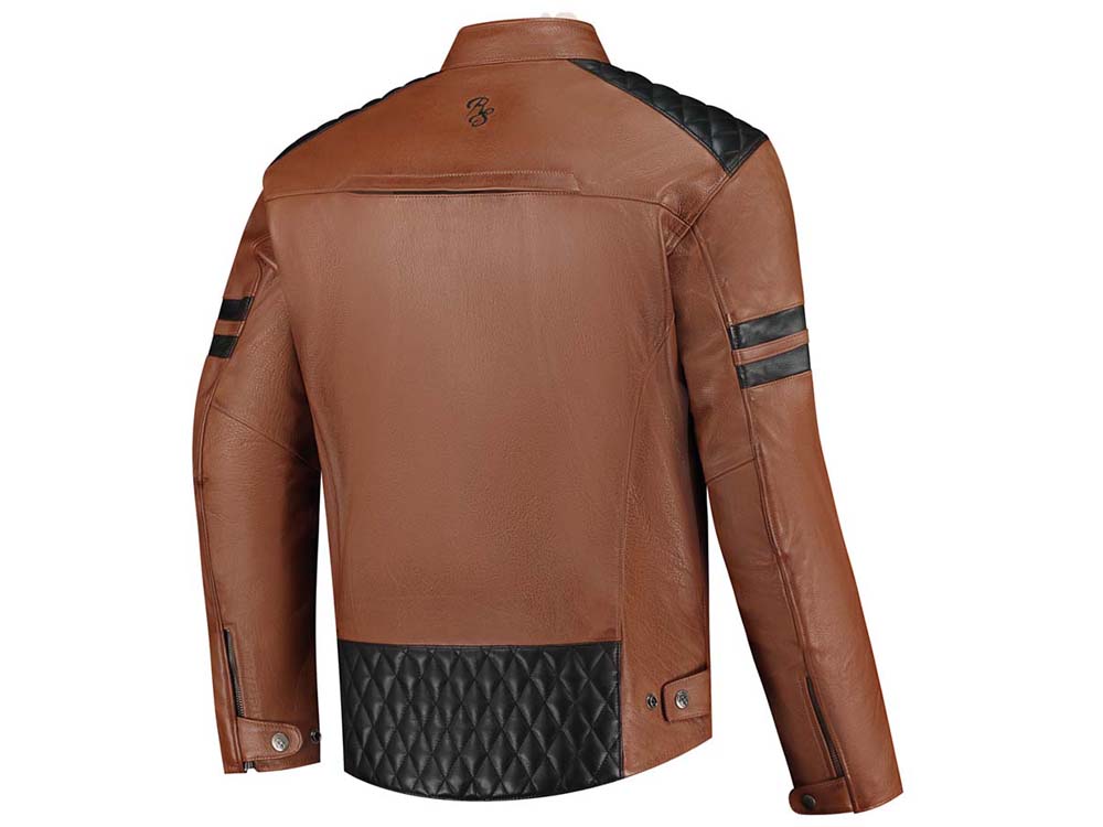 Rusty Stitches Jari V2 Motorrad Lederjacke (Cognac/Schwarz)