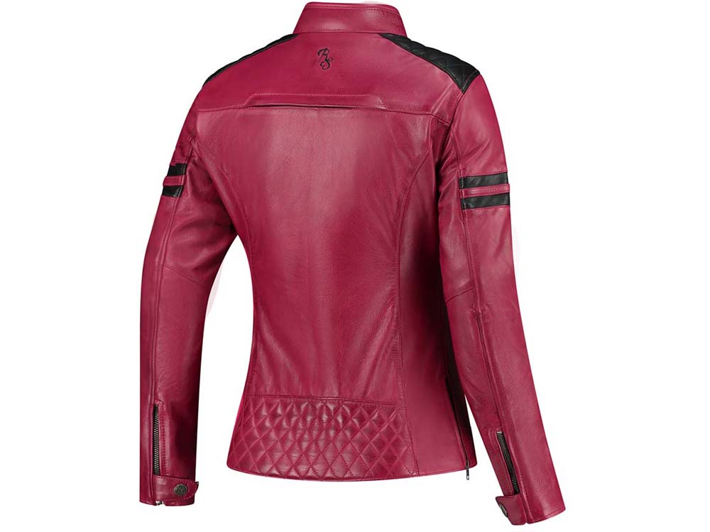 Rusty Stitches Joyce V2 Motorrad Lederjacke Damen (Rot/Schwarz)