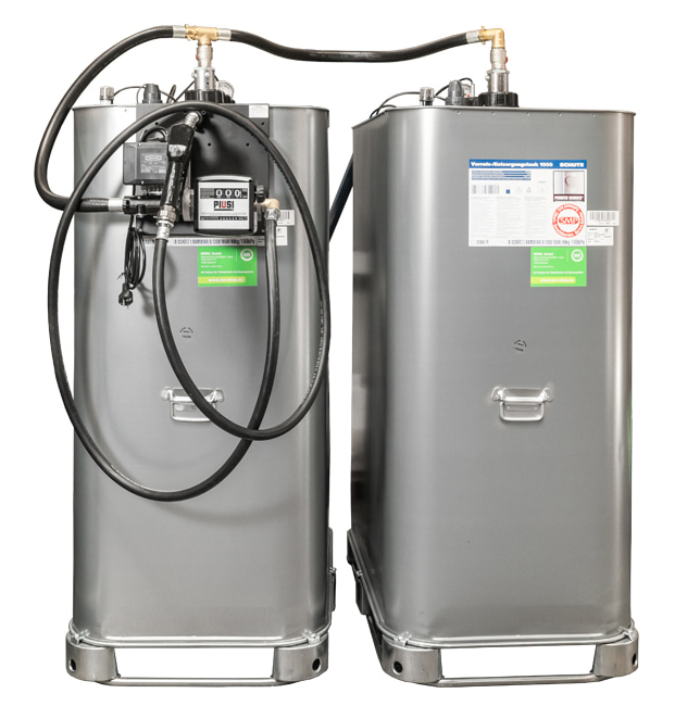 Dieseltankanlage Schütz VET 2.000 oder 3.000 l inkl. PIUSI-Pumpe ohne/mit Filter, 72 l / min. - für Nutzfahrzeuge / 2 x 1000 Liter Tank
