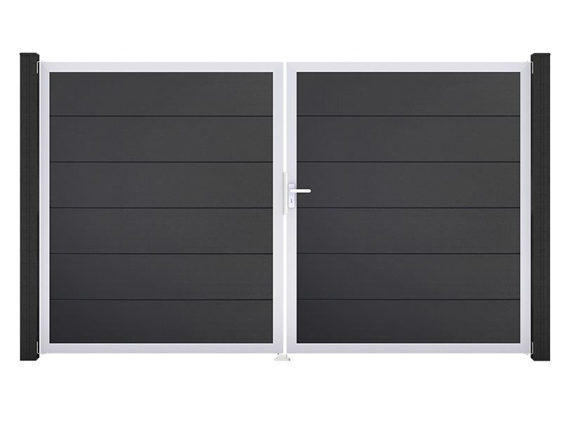 GroJa BasicLine PVC Tor zweiflügelig, DIN rechts, Anthrazit
