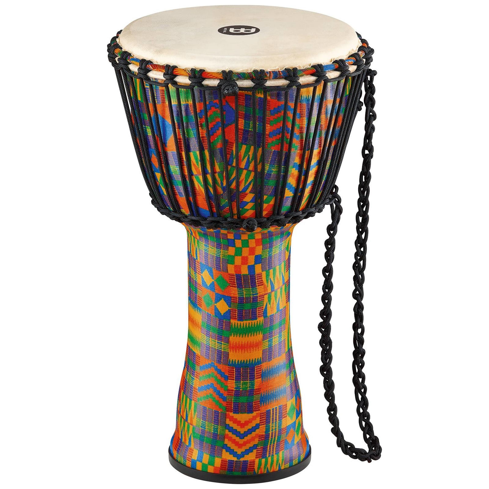 Meinl Percussion PADJ2-M-G - 10' Rope Tuned Travel Series Djembes, Goat Skin Head (Patented), Kenyan Quilt
