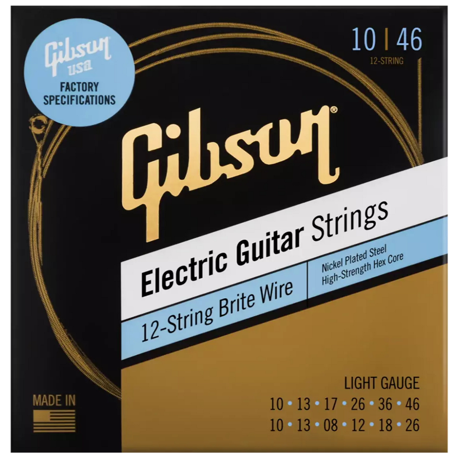 Gibson Saiten E-Gitarre Gibson Brite Wire Reinforced Ligh 010-046, E-Gitarre, 12-saitig, nickelplated steel