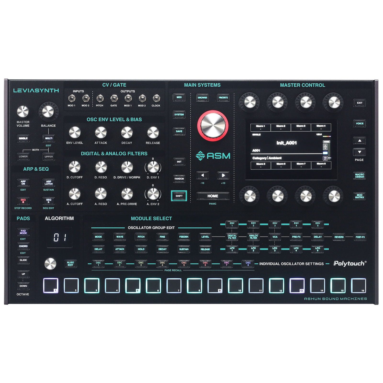 ASM Ashun Sound Machines Synthesizer ASM Leviasynth Desktop digitaler Desktop-Synth, 16 Stimmen