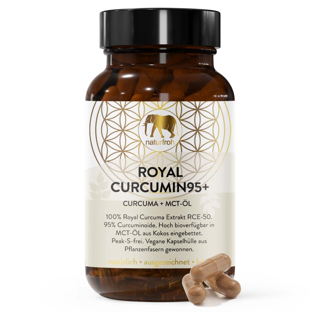 ROYAL CURCUMIN 95+ - Curcumin Kapseln - Kurkuma Extrakt plus MCT-ÖL