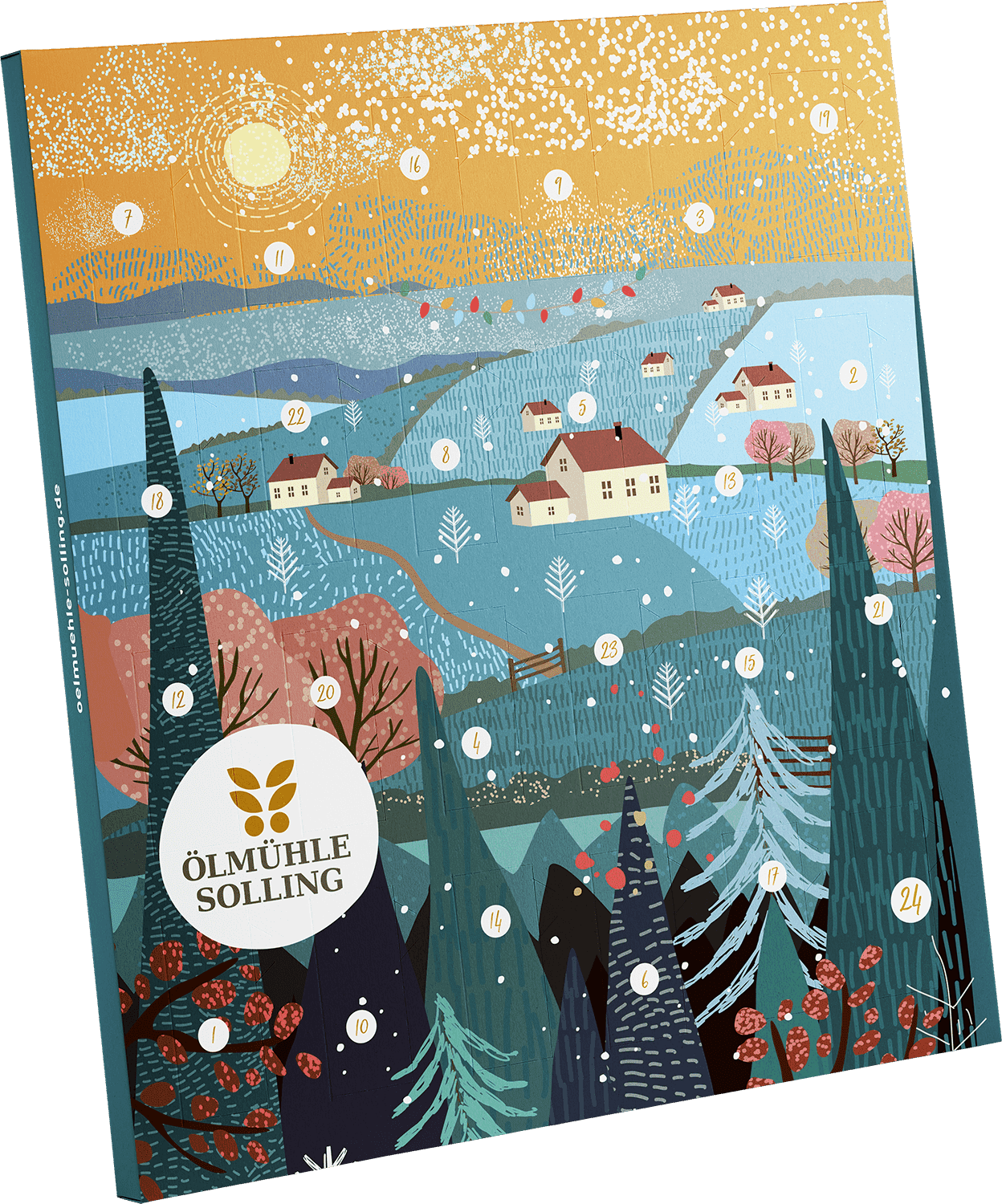 Adventskalender 2025 24 Bio-Spezialitäten in der 20 ml Flasche Winterlandschaft