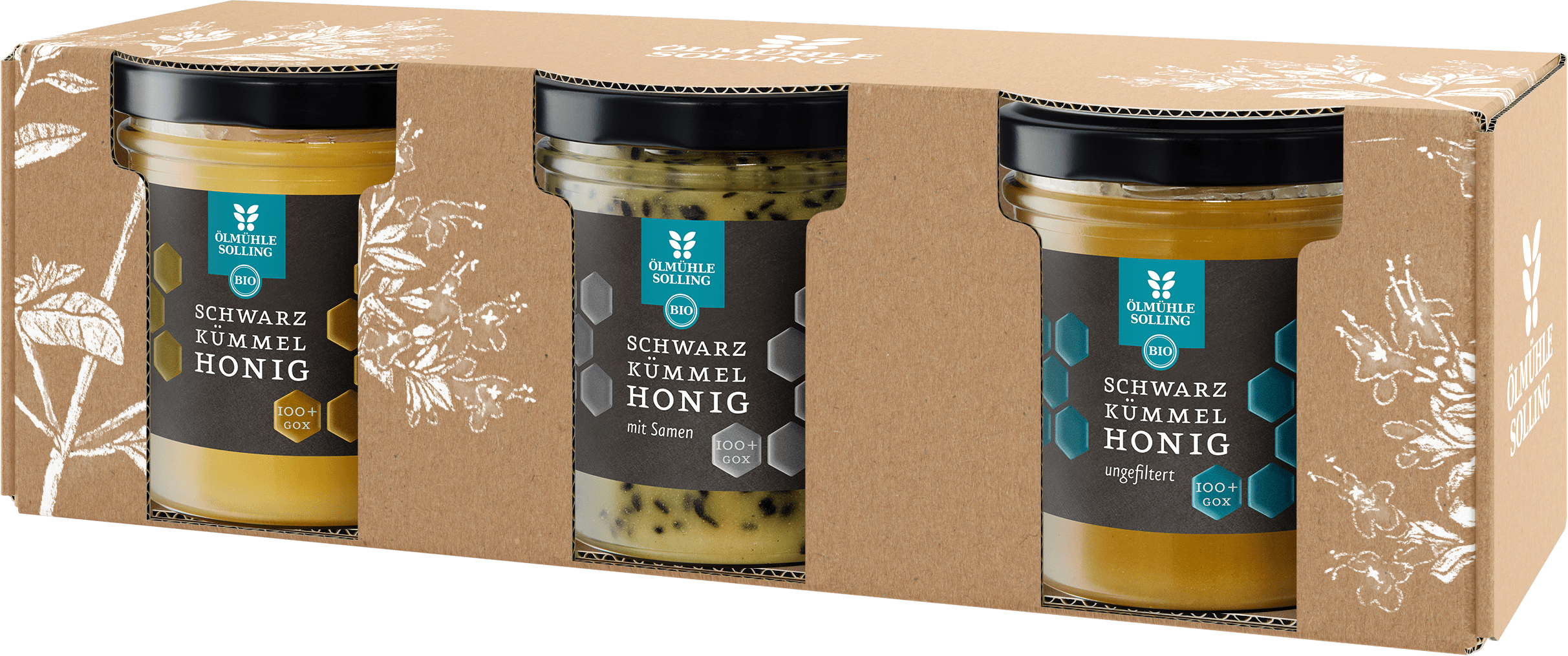 Schwarzkümmel Honig Schwarzkümmelöl in Kornblumenhonig im 180 g Glas 3 x 180 g im Set