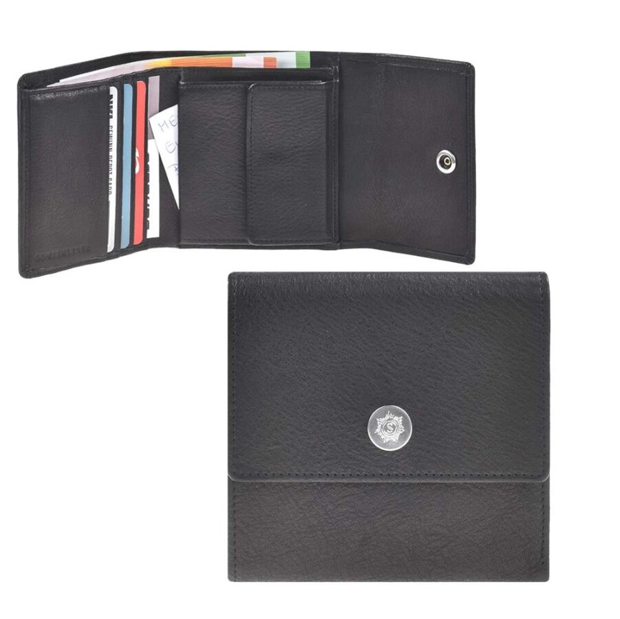 Sonnenleder Geldbörse kompakt pflanzlich gegerbt Prien – Leder schwarz. Zeitlose Eleganz und handwerkliche Perfektion für Ihre tägliche Ordnung.