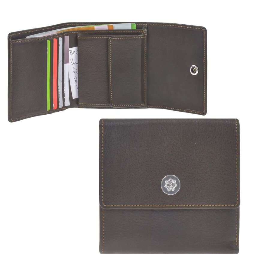 Sonnenleder Geldbörse kompakt pflanzlich gegerbt Prien – Leder mocca dunkelbraun. Edle Handwerkskunst für zeitlose Ordnung im Alltag.