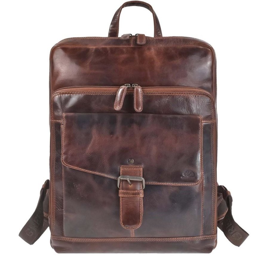 Rucksack Leder 30x39cm 'Rugged' teak brown Greenburry 1307-25
