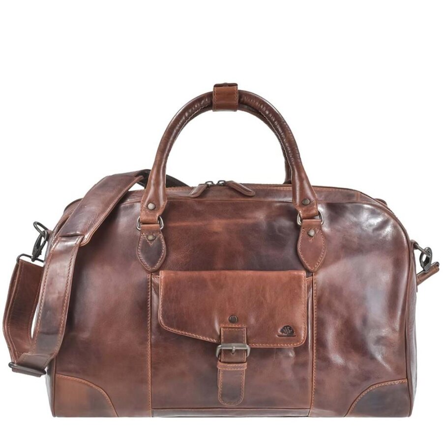 Exklusive Leder-Reisetasche im Querformat mit Bodennägeln | Greenburry Rugged. Der strukturierte Weekender für Ihren komfortablen Reise-Alltag.