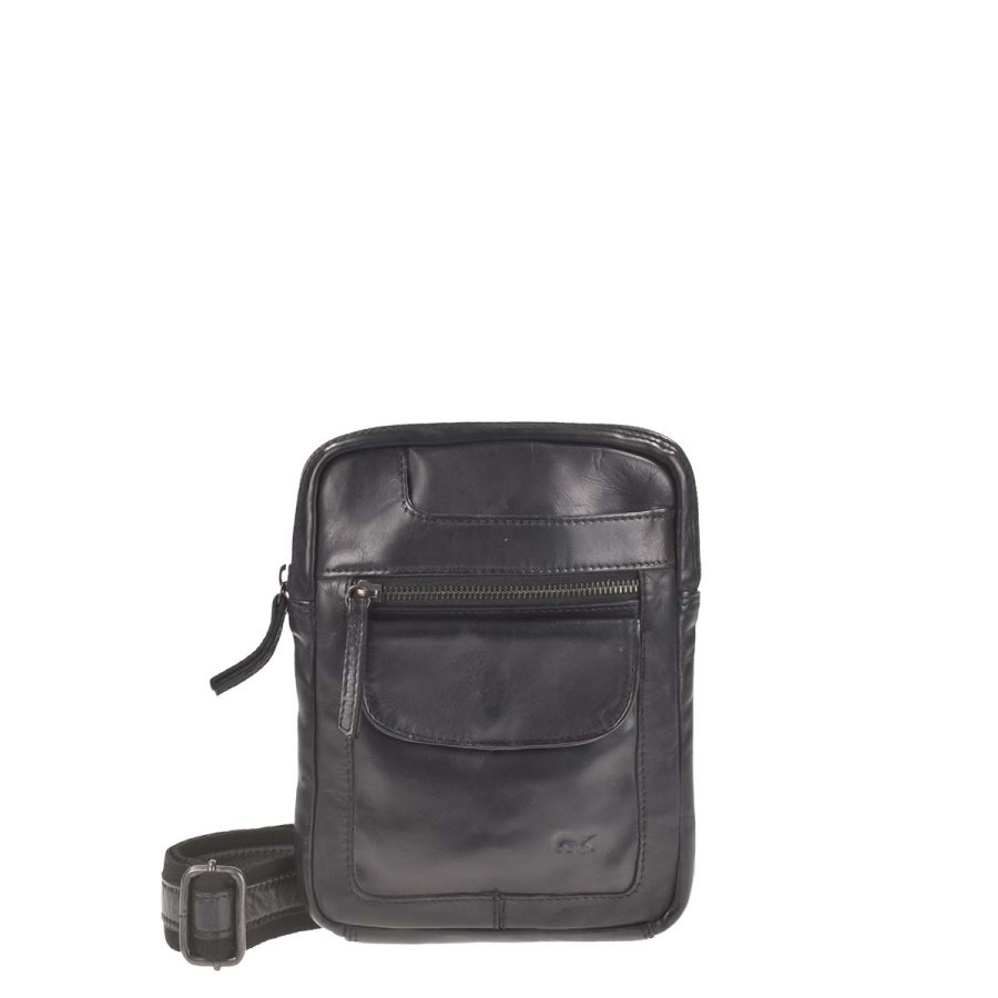 Umhängetasche Leder 19x24cm 'Sasha' schwarz Bear Design CL42993