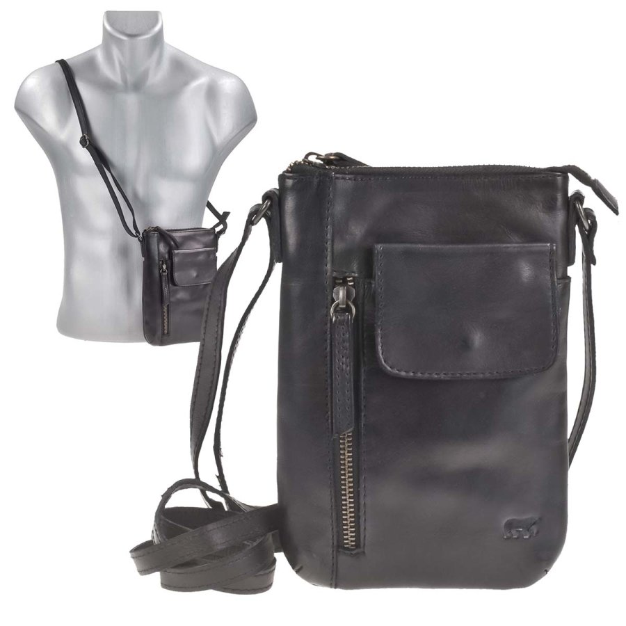 Handytasche Leder zum Umhängen 'Senna' schwarz Bear Design CL42240-black