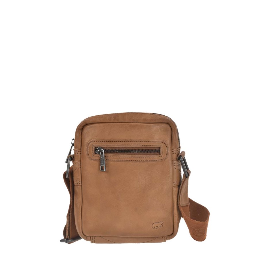 Umhängetasche Leder 19x22cm 'Leonardo' cognac Bear Design CP1847-cognac