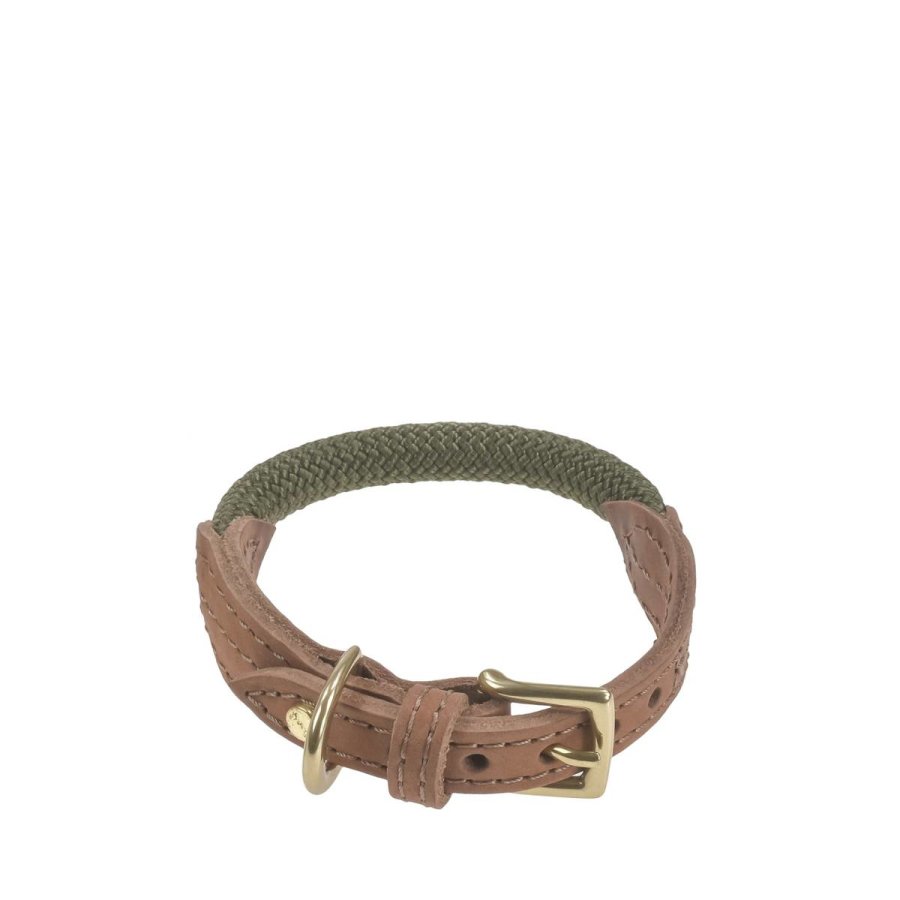 DENJO DOGS Tau-Halsband mit Leder Torekov shimmer green XS 25-30cm für Hunde