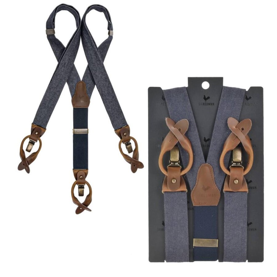 Sir Redman Hosenträger Herren zum Knöpfen und Clippen Vintage Look WORK – blau. Die souveräne Wahl für perfekten Halt und zeitlosen Stil im Alltag.