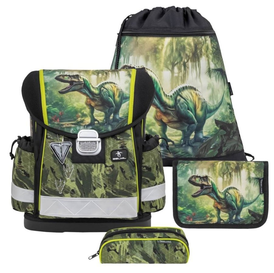 Belmil Schulranzen Set Jungen Lost World (Motiv: Dinosaurier) 'Classy', ab 1.Klasse Grundschule