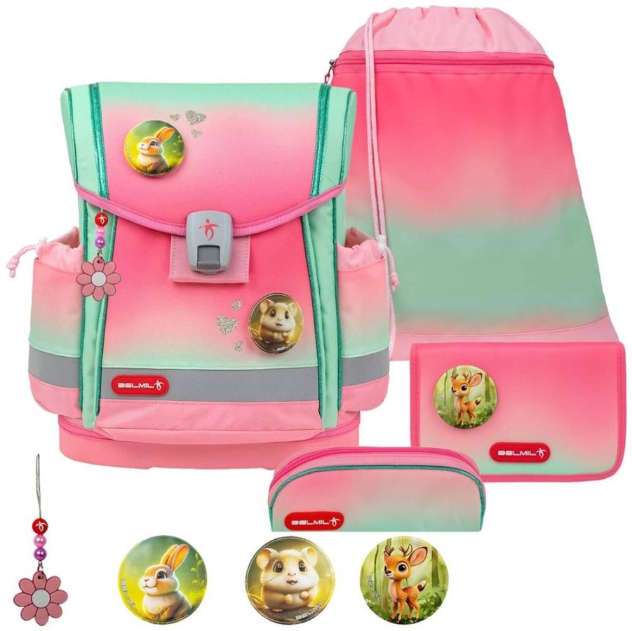 Schulranzen-Set CLASSY-PLUS mit PATCH 5tlg Mint Rose Ombre