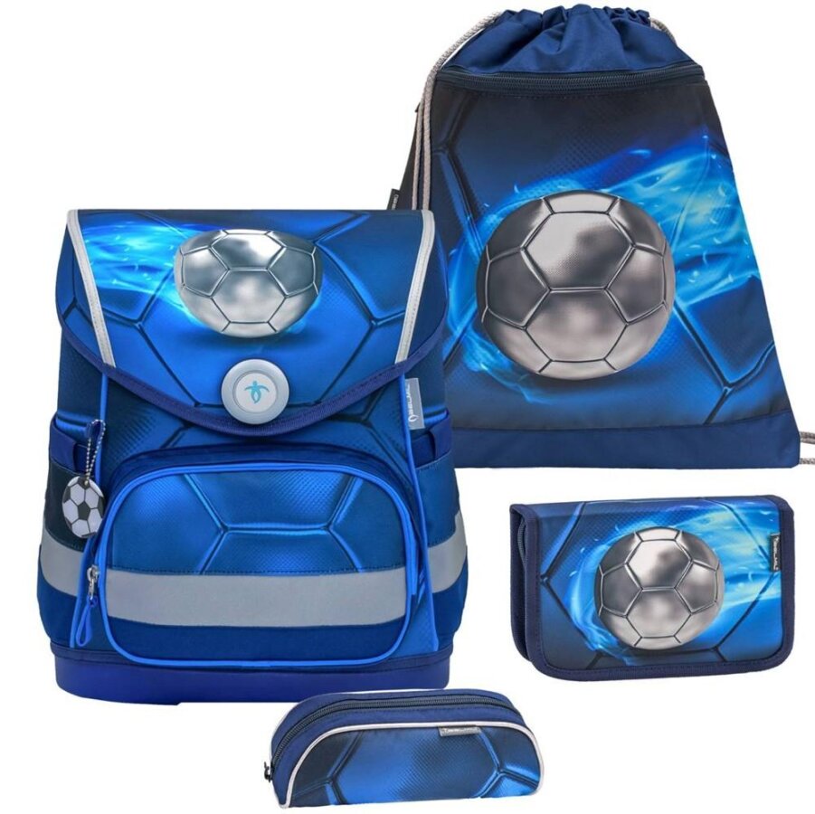 Belmil Schulranzen Set 'Compact' (Football 4 - Fußball) für Jungen ab 1. Klasse Grundschule Einschulung