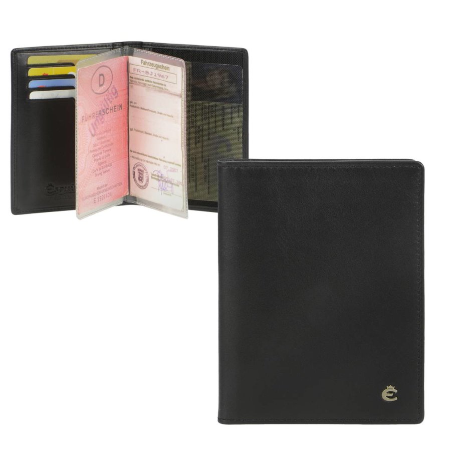 Ausweisetui HARRY Herren schwarz Leder Kartenetui mit RFID Schutz