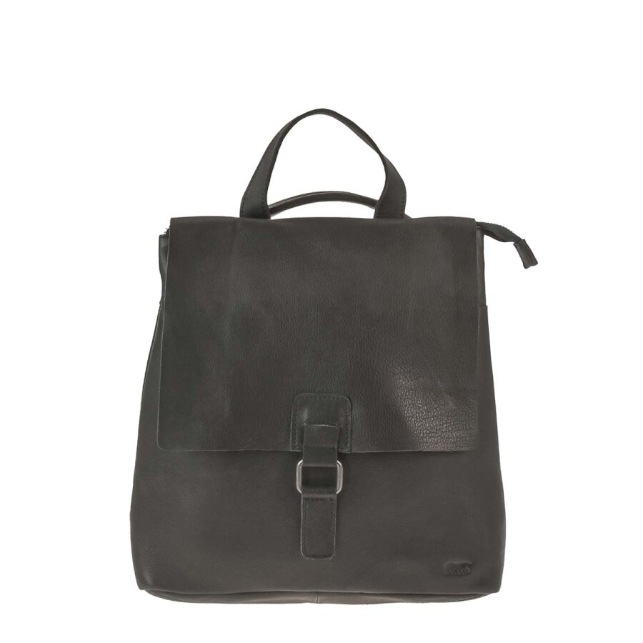 Rucksack-Tasche Damen 2in1 System Leder schwarz 29x31x8cm | Bear Design. Multifunktionale Umhängetasche für Damen mit Rucksackfunktion und A4-Platz.