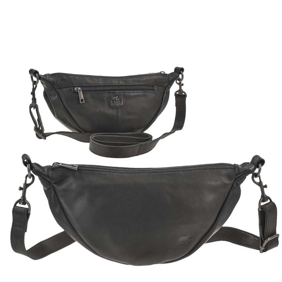 Bear Design Crossbody Tasche Damen Leder groß 35x17cm schwarz Toon CP2443. Sportliche Brusttasche und Crossover Bag ideal für Freizeit und City-Alltag
