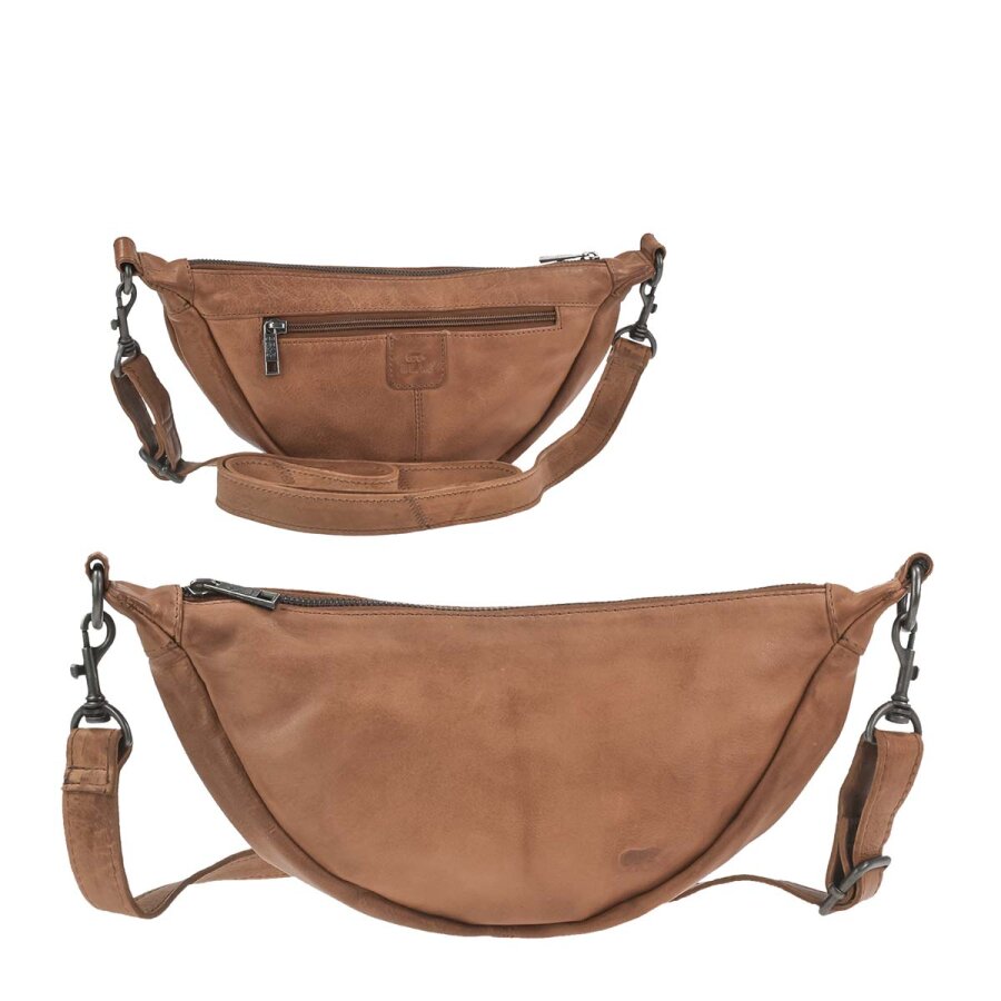 Crossbody Bag Tasche Damen Leder cognac. Sportliche Brusttasche und Crossover Bag ideal für Freizeit und City-Alltag | Bear Design Toon