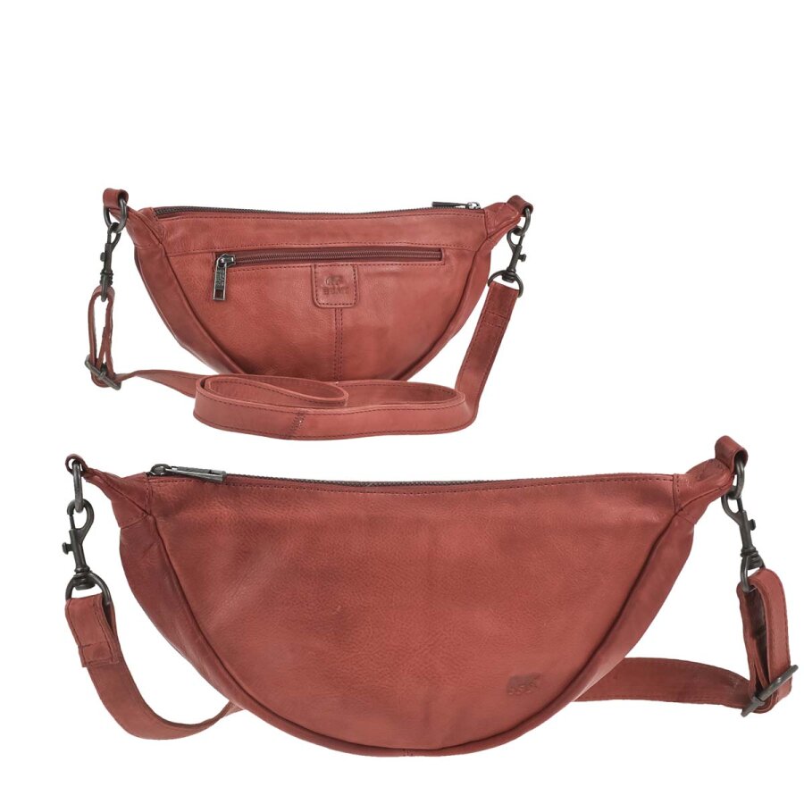 Crossbody Bag Tasche Damen Leder rot. Sportliche Brusttasche und Crossover Bag ideal für Freizeit und City-Alltag | Bear Design Toon