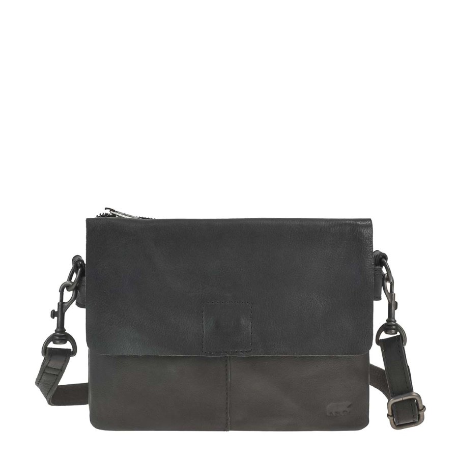 Umhängetasche Leder schwarz mit 2 Fächern Billy | Bear Design Damen Schultertasche CP2216