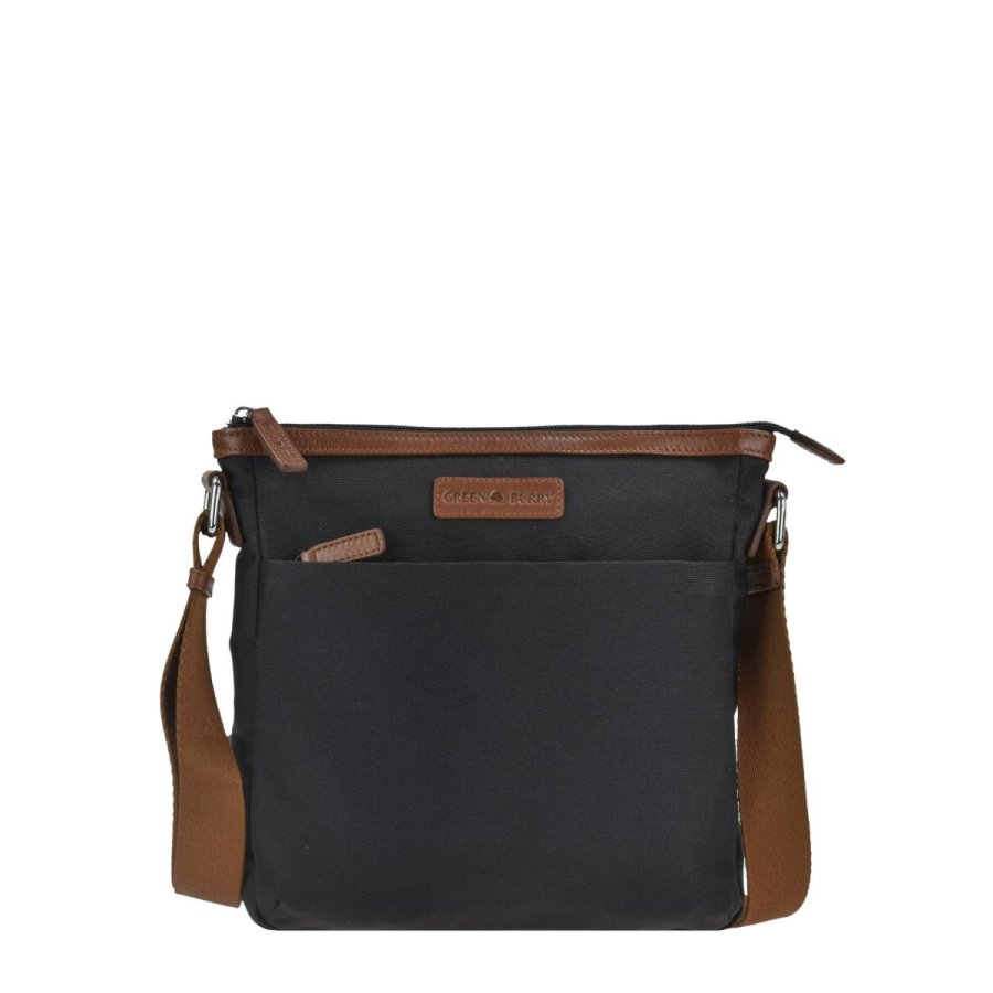 Greenburry Umhängetasche Damen 'Iris' 24x26cm, kleine Schultertasche, Damentasche zum Umhängen, Crossover Tasche, schwarz