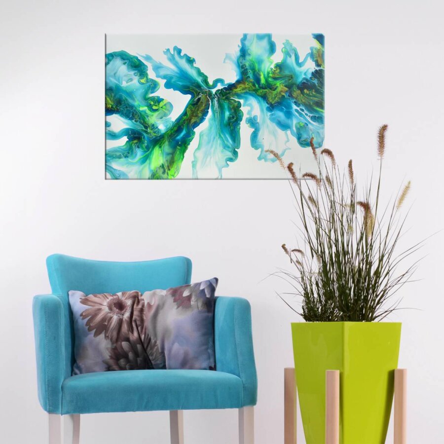 Acryl Pouring Bild 60x40cm 'Ocean Whisper' | Künstlerunikat