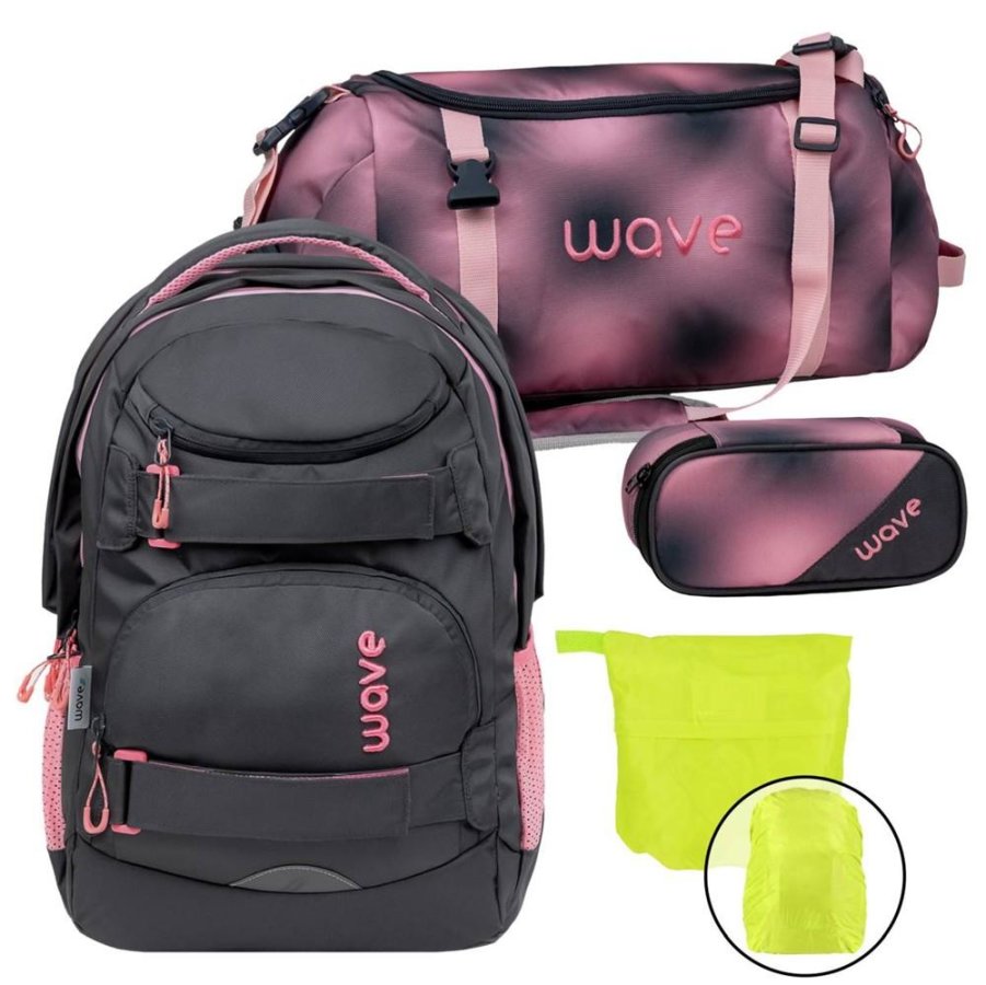 Wave Schulrucksack Set Infinity Move 'Pinky' mit Regenschutz
