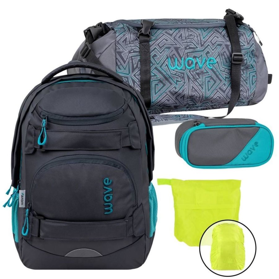 Wave Schulrucksack Set Infinity Move 'Grey Lagoon' mit Regenschutz