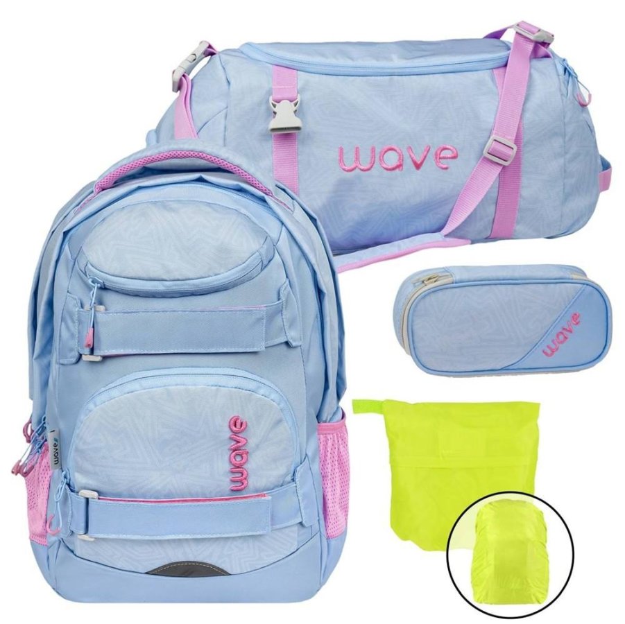Wave Schulrucksack Set Infinity Move 'Waves Lavender' mit Regenschutz