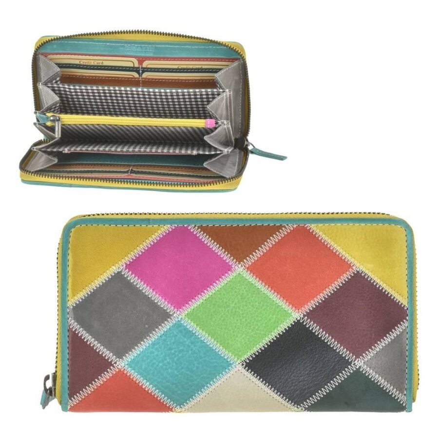 Greenburry Portemonnaie Damen Leder bunt 18x10cm 'Candy Shop' zickzack
