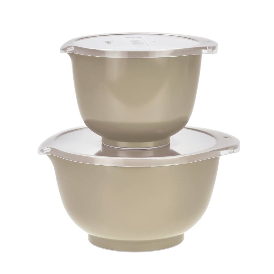 Rührschüssel Set 2-teilig platzsparend stapelbar Durostima 2 Größen in beige | Rosti Backschüsseln mikrowellengeeignet für die moderne Vorratshaltung.