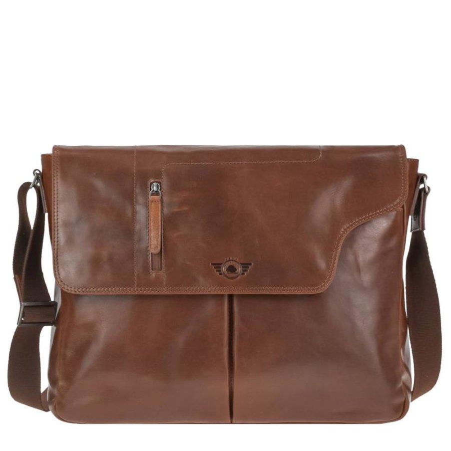 Greenburry Umhängetasche Leder 40x32cm Messenger Bag Damen Herren Schultasche Schultertasche für Business und Freizeit 'Waxy Vintage'