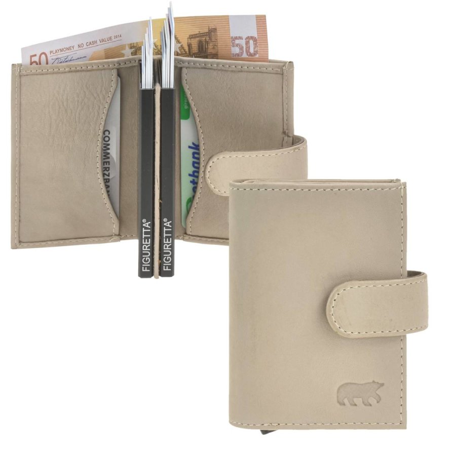 Bear Design Karten Portemonnaie Leder 8x10cm für 12 Karten ERIC 'Callisto Pelle' feather
