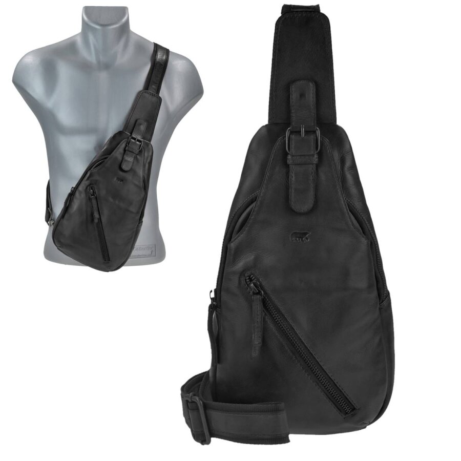 Crossbody Bag Herren Leder Daley schwarz | Bear Design - Stilvoller Slingbag & Brusttasche mit Vortasche für maximale Ordnung in Ihrem Alltag.
