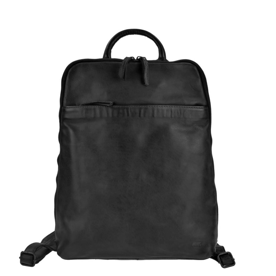 Bear Design Rucksack Leder 30x36cm 'Ivanka' schwarz