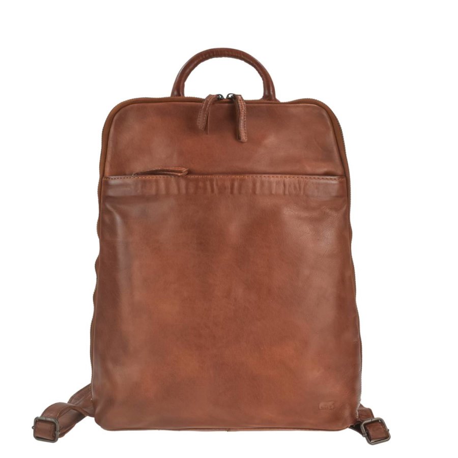 Bear Design Rucksack Leder 30x36cm 'Ivanka' cognac